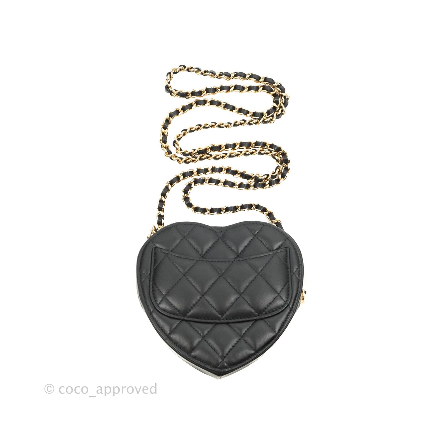 Chanel Small Heart Bag Black Lambskin Gold Hardware 22S