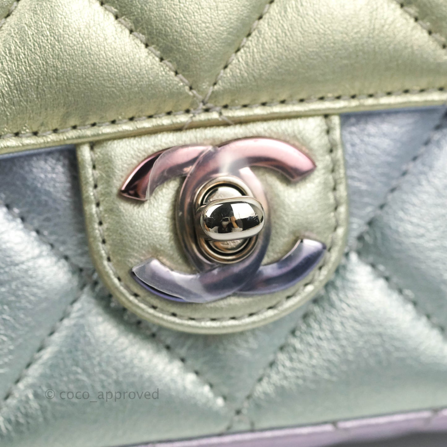 Chanel Wristlet Clutch Iridescent Rainbow Calfskin Leather 21K