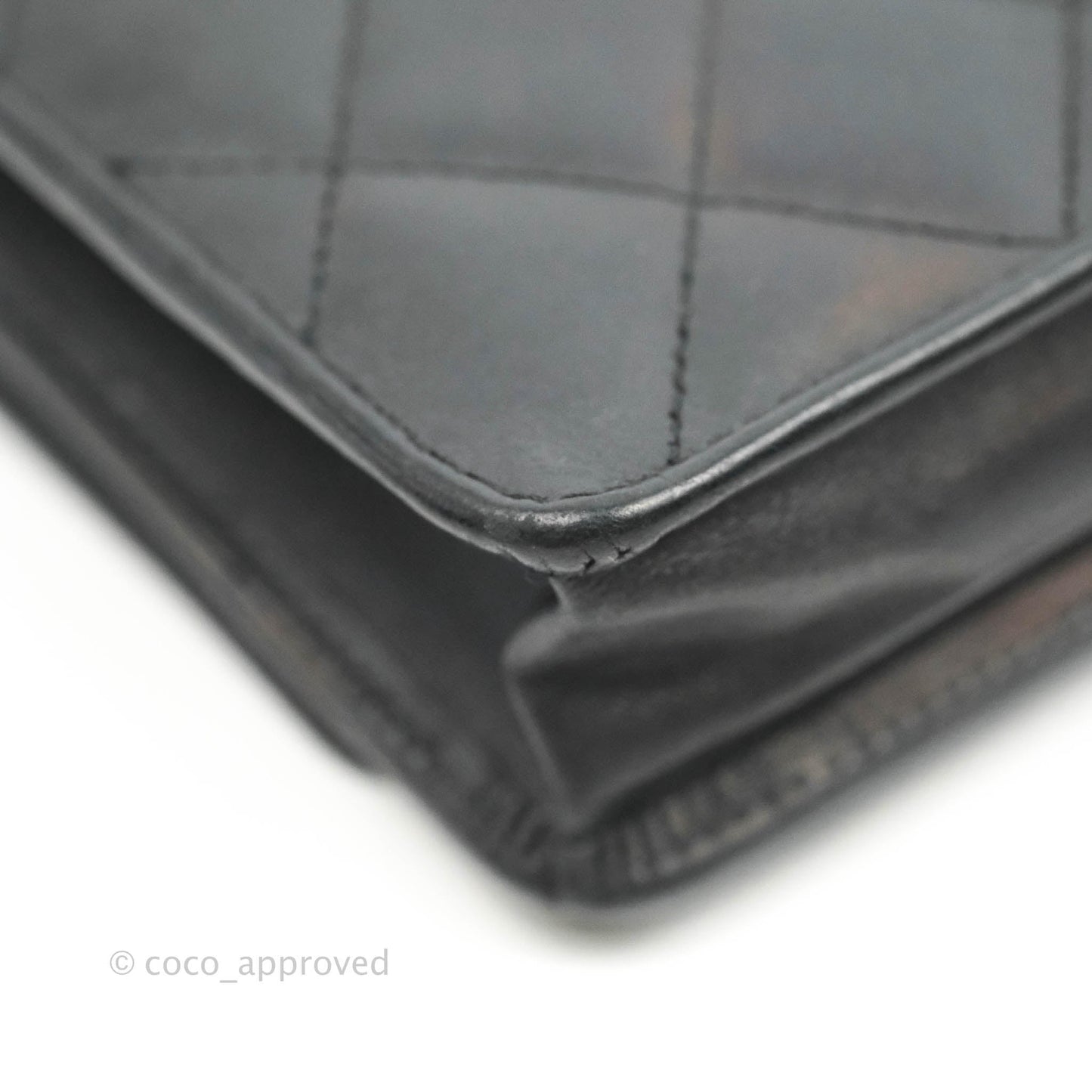 Chanel Calfskin Quilted Cambon Wallet on Chain WOC Black Silver Hardware