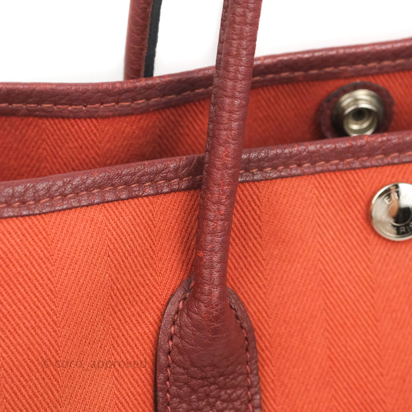 Hermes Garden Party 30 Brick/ Burgundy Canvas Negonda