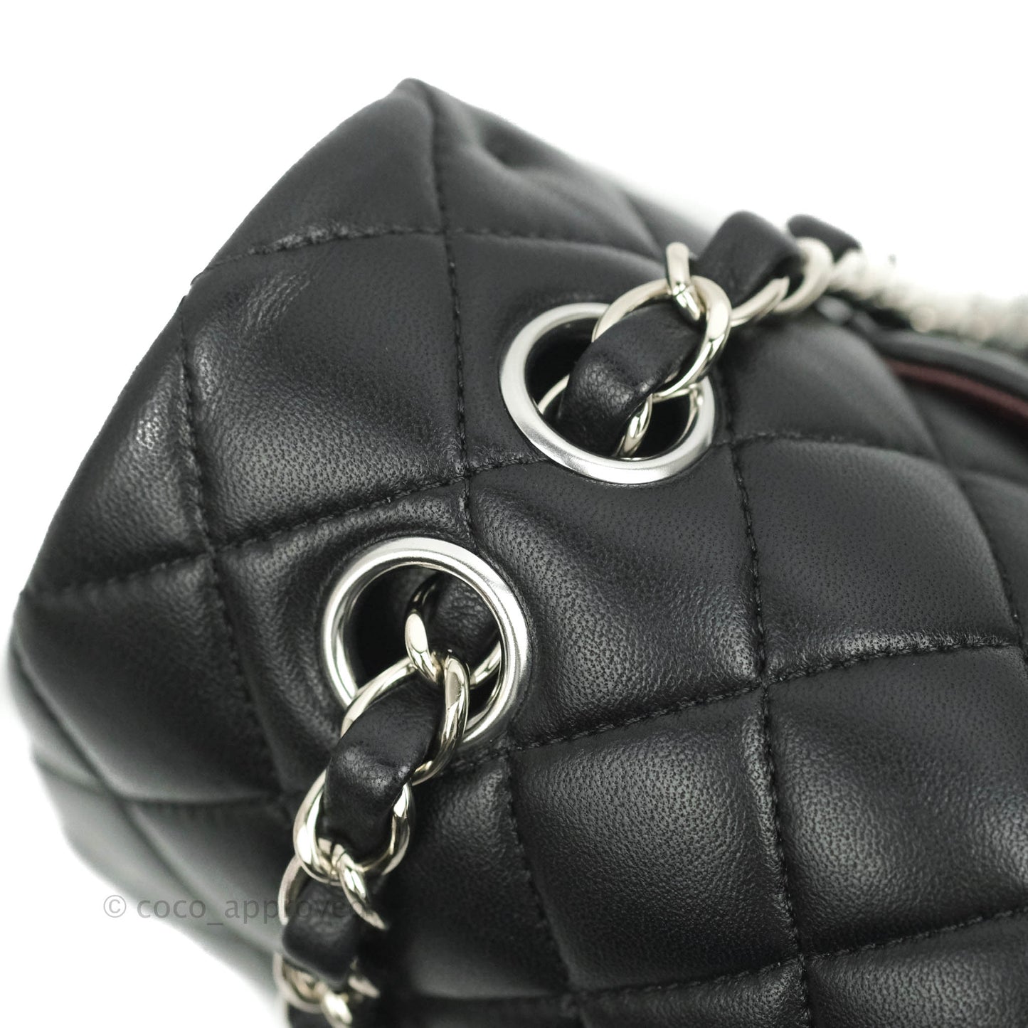 Chanel Classic M/L Medium Flap Quilted Black Lambskin Silver Hardware