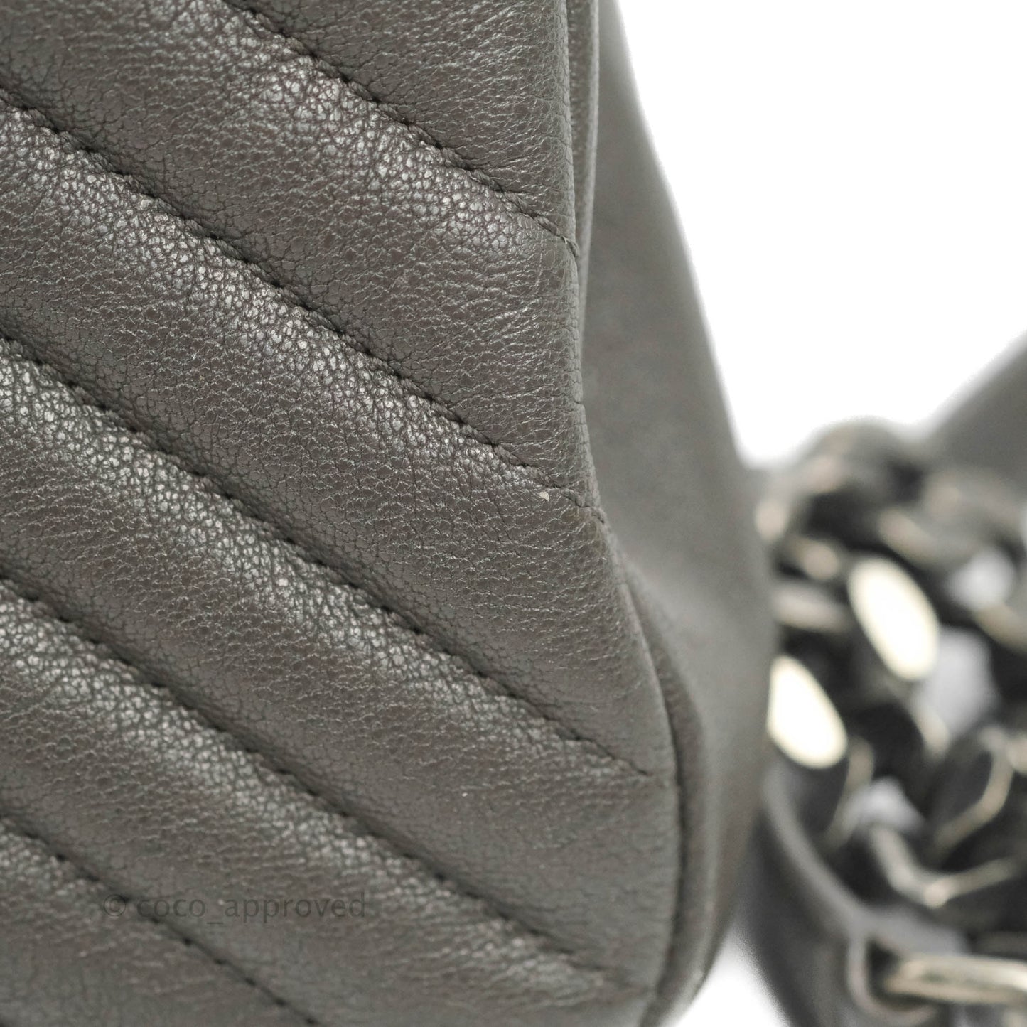 Saint Laurent Chevron Medium College Grey Chain Bag Ruthenium Hardware
