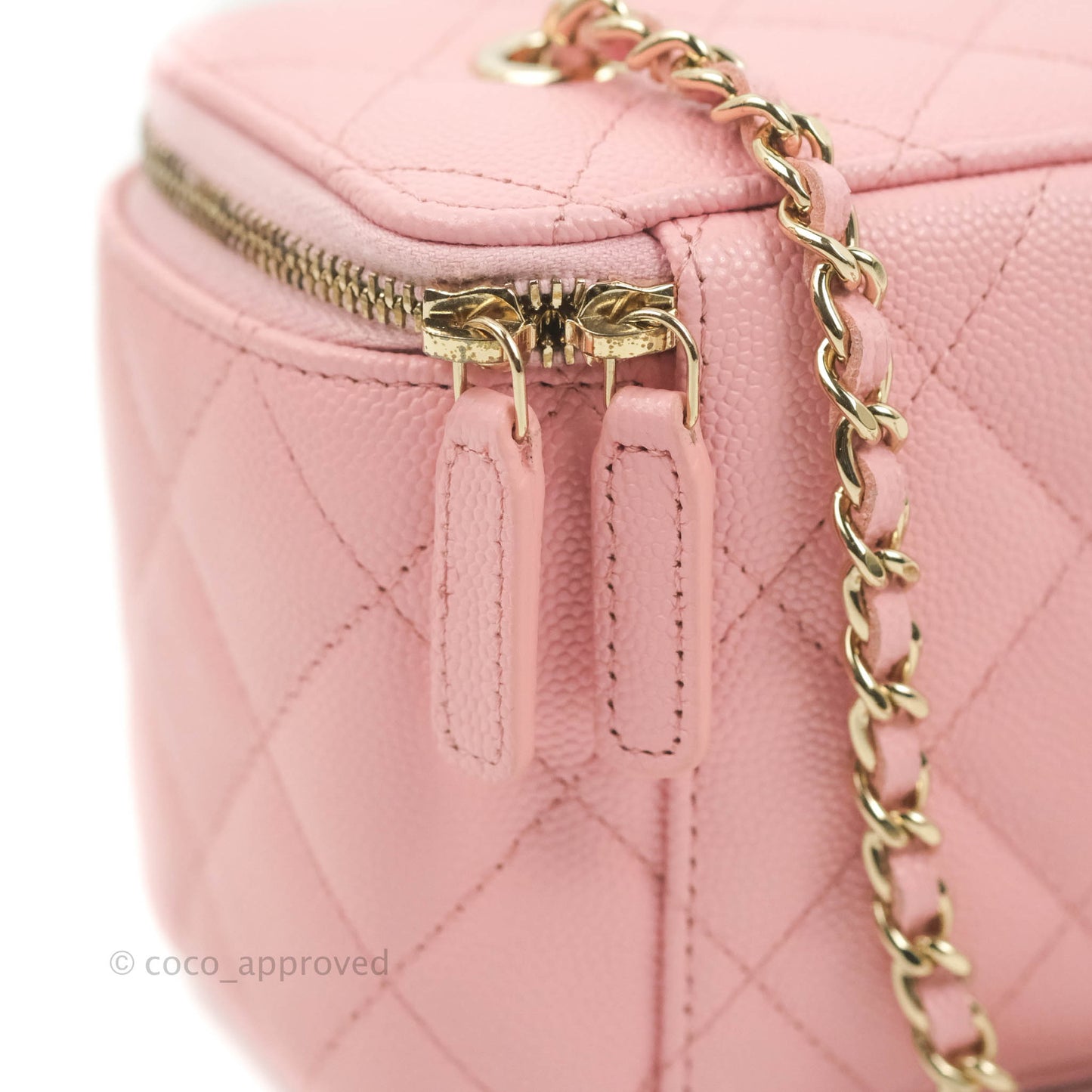 Chanel Classic Vanity With Chain Pink Caviar Gold Hardware