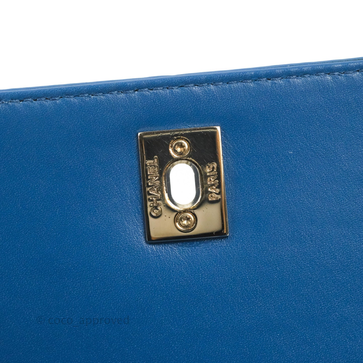 Chanel Blue Quilted Leather Small Frame In Flap Bag