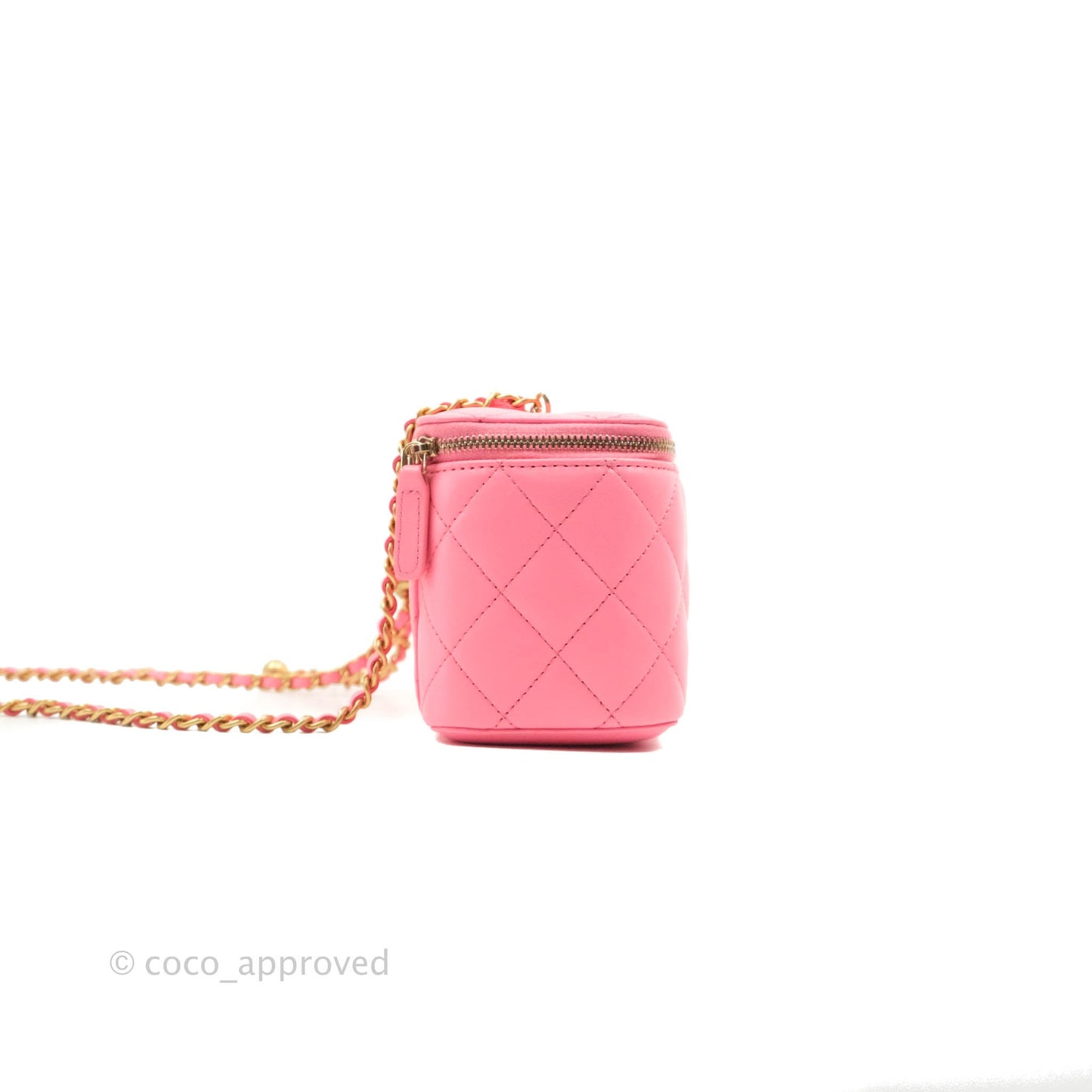 Chanel Vanity with Pearl Crush Chain Pink Lambskin Aged Gold Hardware