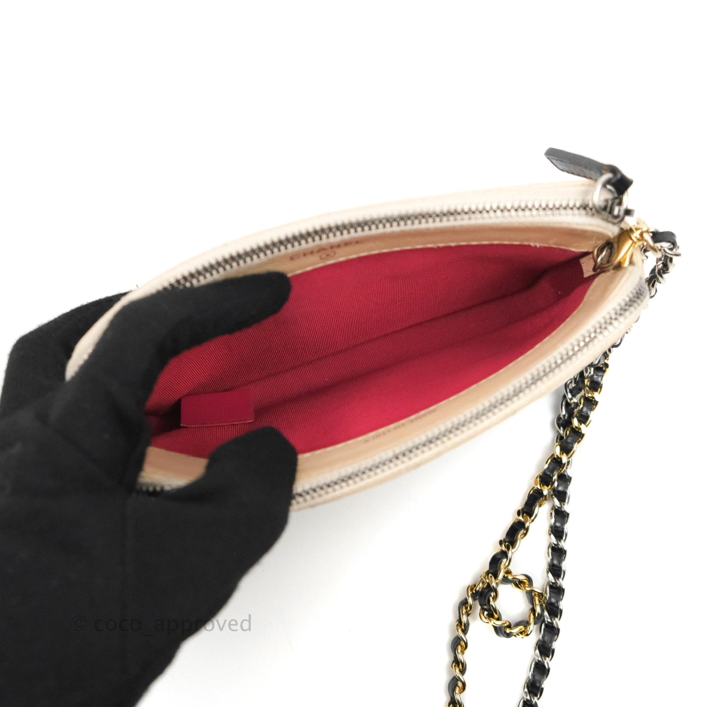 Chanel Gabrielle Clutch With Chain Aged Calfskin Beige/ Black Mixed Hardware