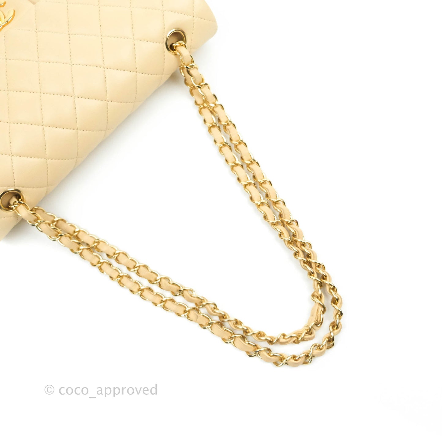 Chanel Classic M/L Medium Flap Quilted Beige Lambskin Gold Hardware
