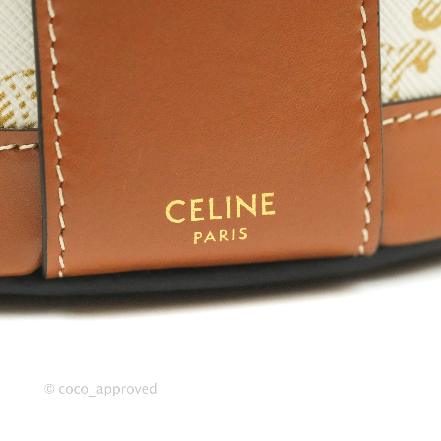 Celine Medium Tambour Bag White Triomphe Canvas
