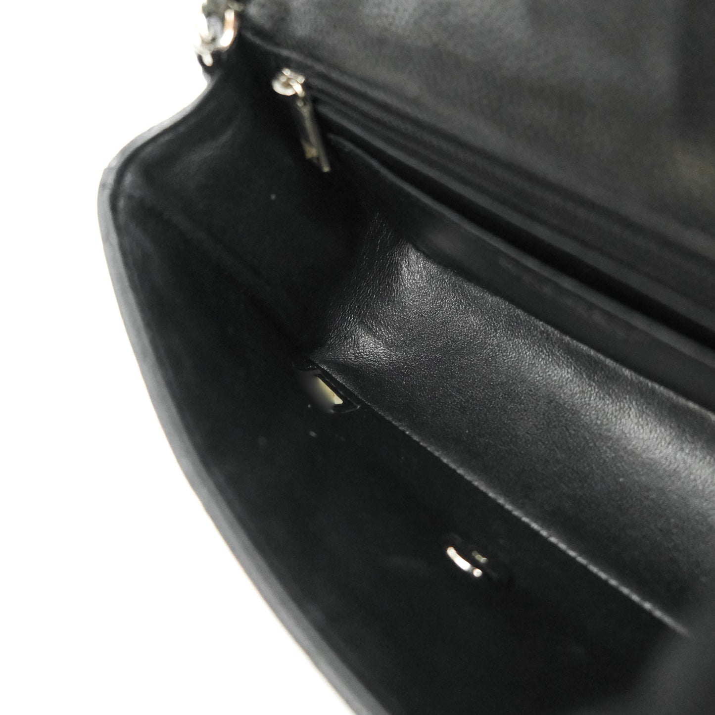 Chanel Quilted Mini Rectangular Flap Black Caviar Silver Hardware 18S