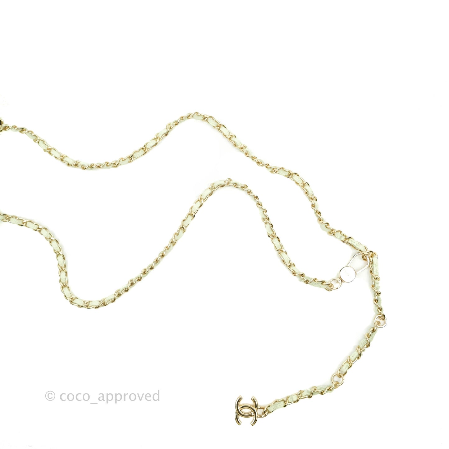 Chanel Mini Card Holder Chain Belt Bag Light Green Caviar Gold Hardware 21B