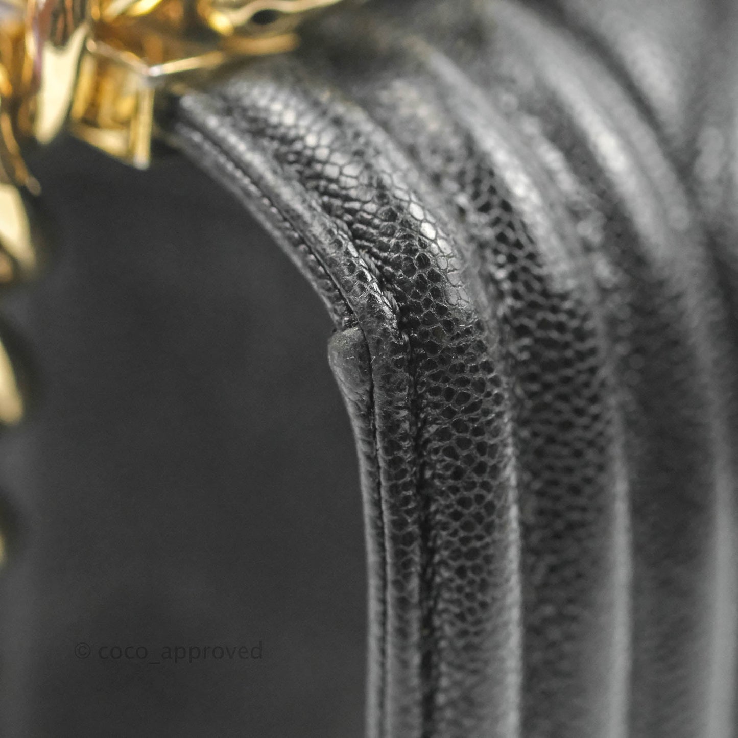 Chanel Small Boy Chevron Black Caviar Gold Hardware