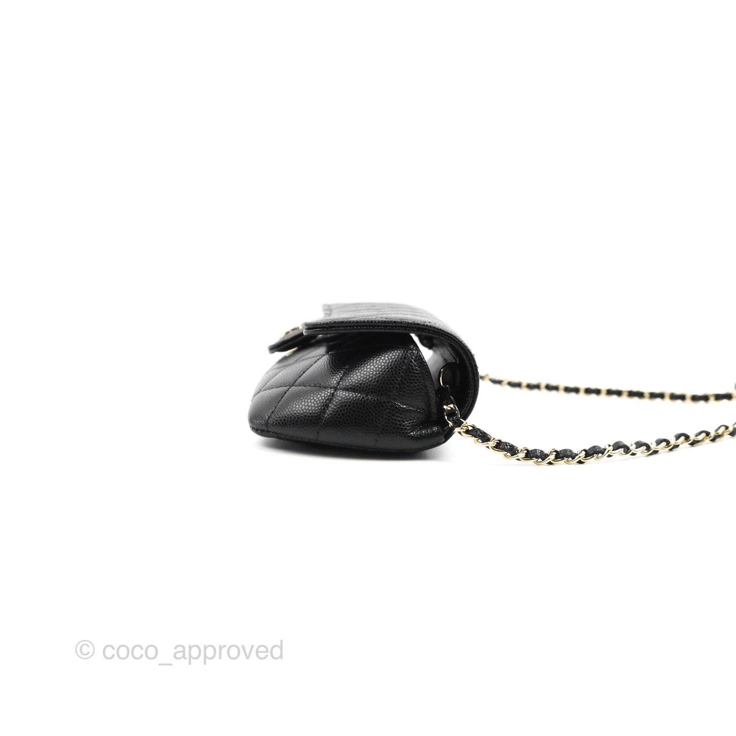 Chanel Quilted Case With Chain Black Caviar Gold Hardware