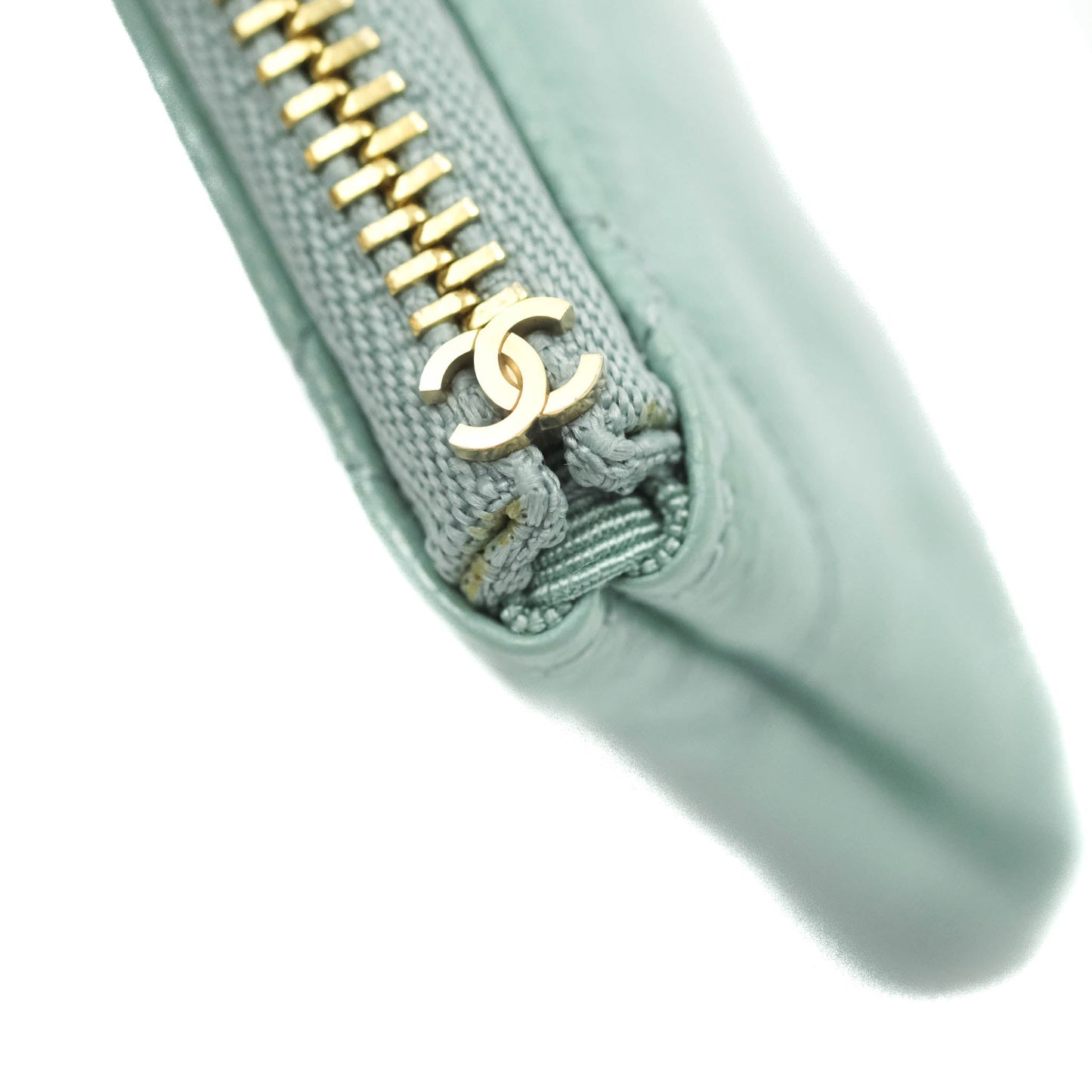 Chanel Mini Quilted O Case Tiffany Blue Caviar Gold Hardware