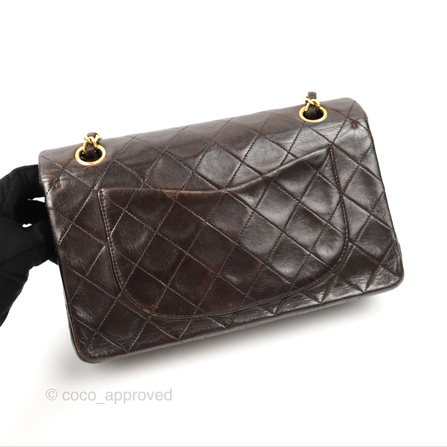 Chanel Vintage Small Classic Flap Brown Lambskin 24K Gold Hardware