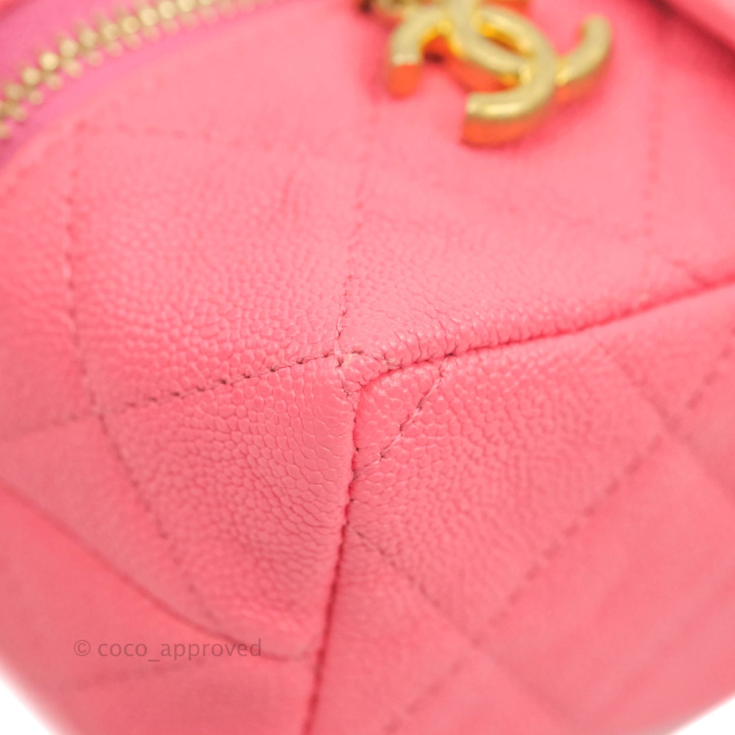Chanel Quilted Mini Top Handle Vanity With Chain Pink Caviar Aged Gold Hardware