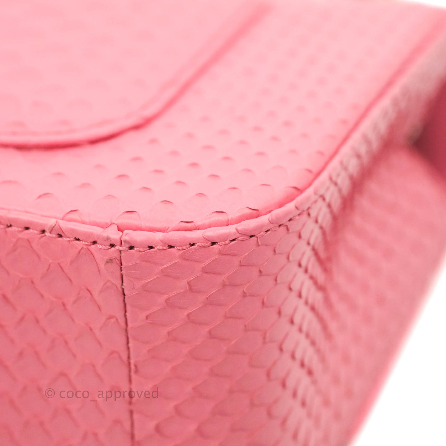 Chanel Quilted Mini Rectangular Python Pink Silver Hardware