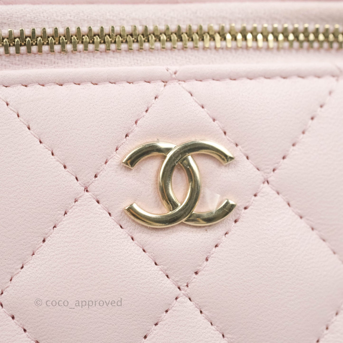 Chanel Mini Top Handle Vanity With Chain Light Pink Lambskin Gold Hardware