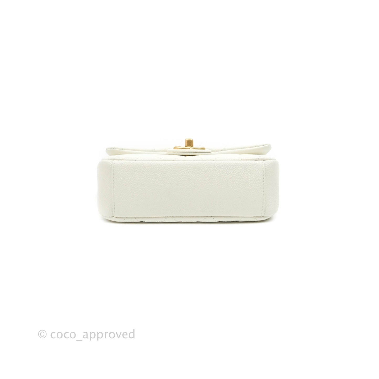 Chanel Mini Flap Bag Coin Charm Soul Chain White Caviar Aged Gold Hardware 21A