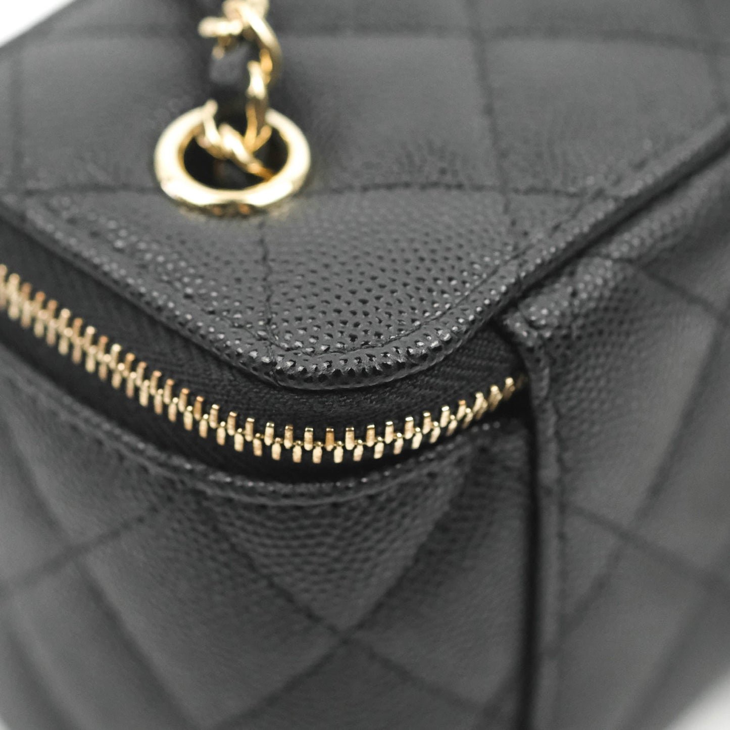 Chanel Mini Vanity With Chain Black Caviar Gold Hardware