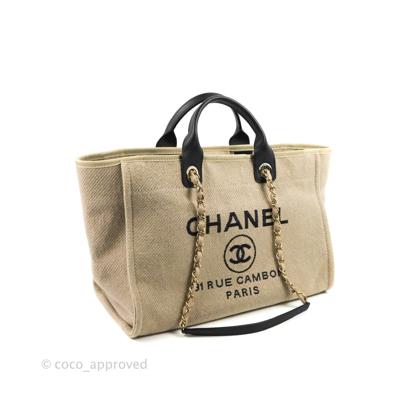 Chanel Large Deauville Black/Taupe Canvas