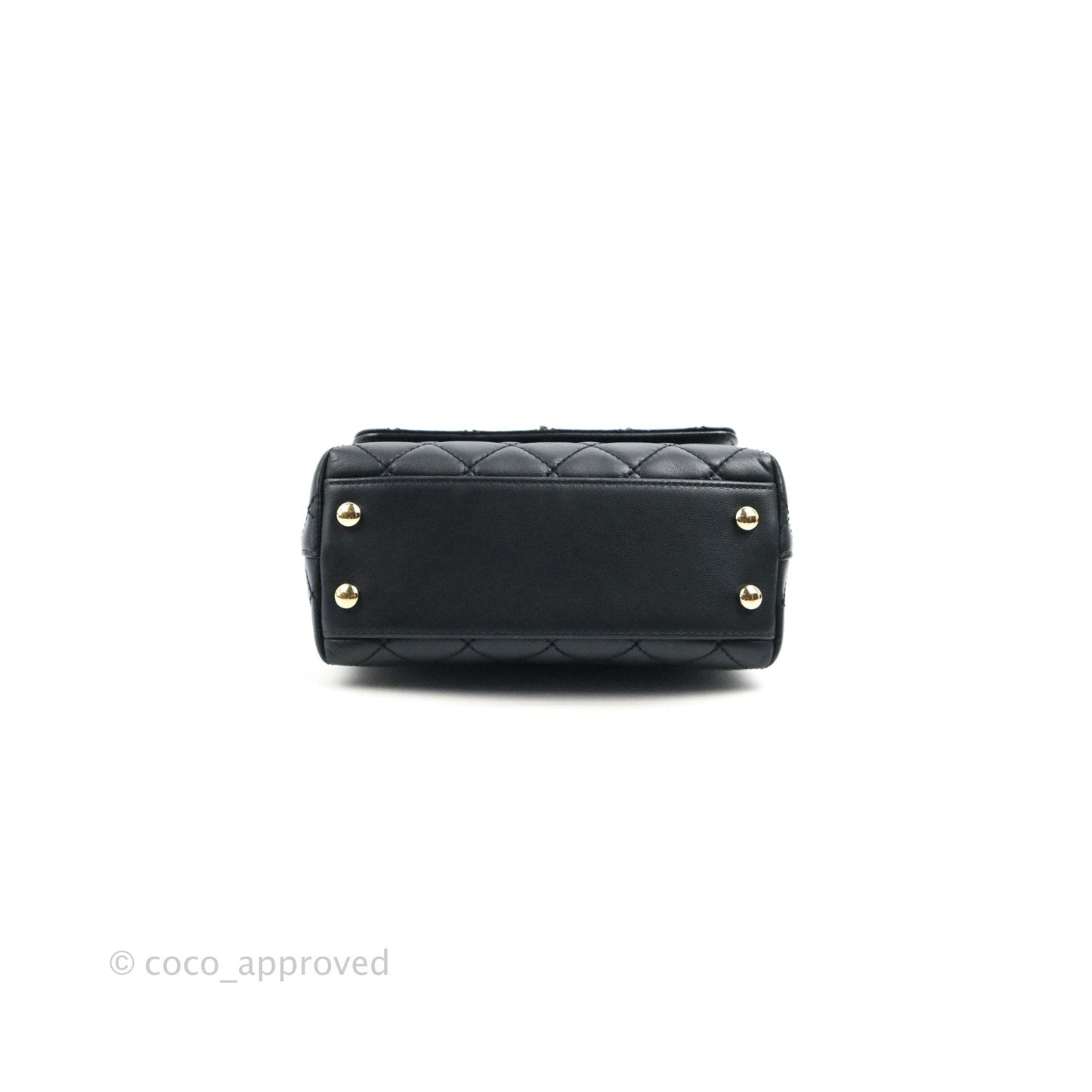 Chanel Quilted Mini Rainbow Coco Handle Bag Lambskin Black Gold Hardware