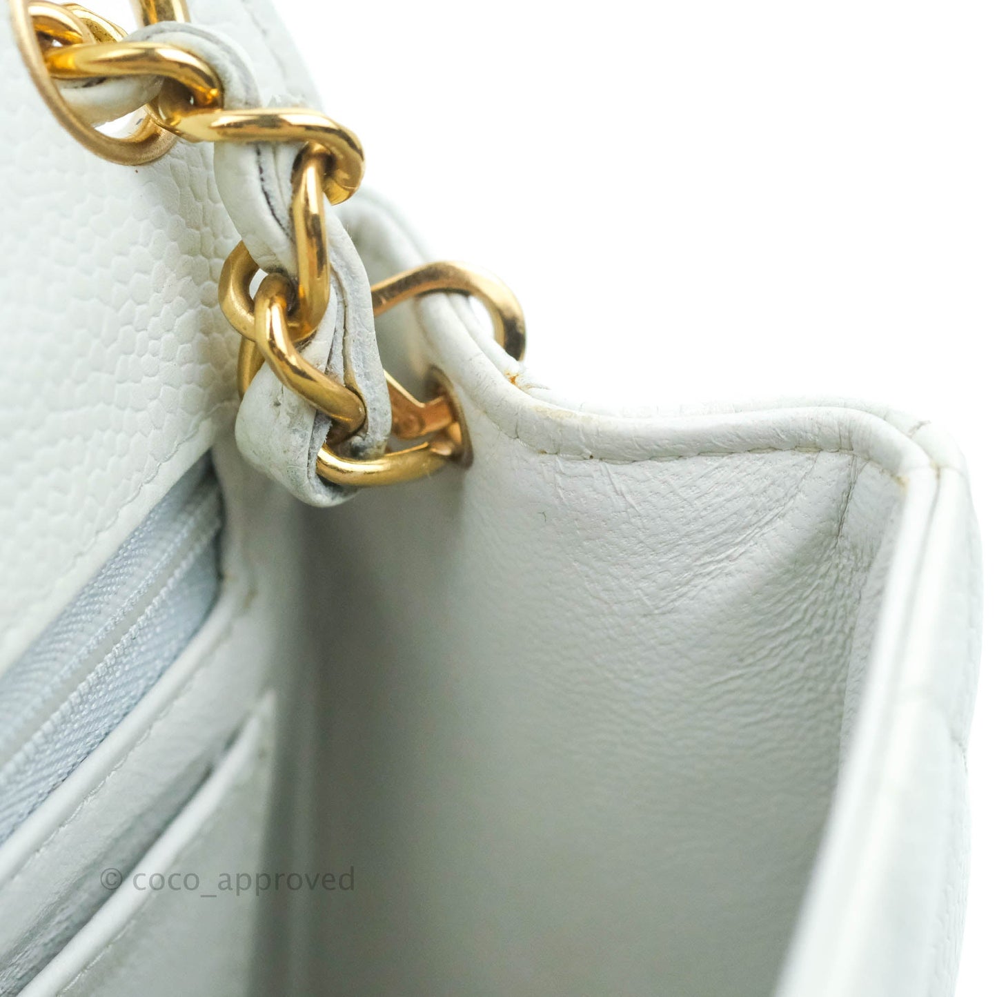 Chanel Quilted Vintage Mini Square Flap Light Blue Caviar 24K Gold Hardware