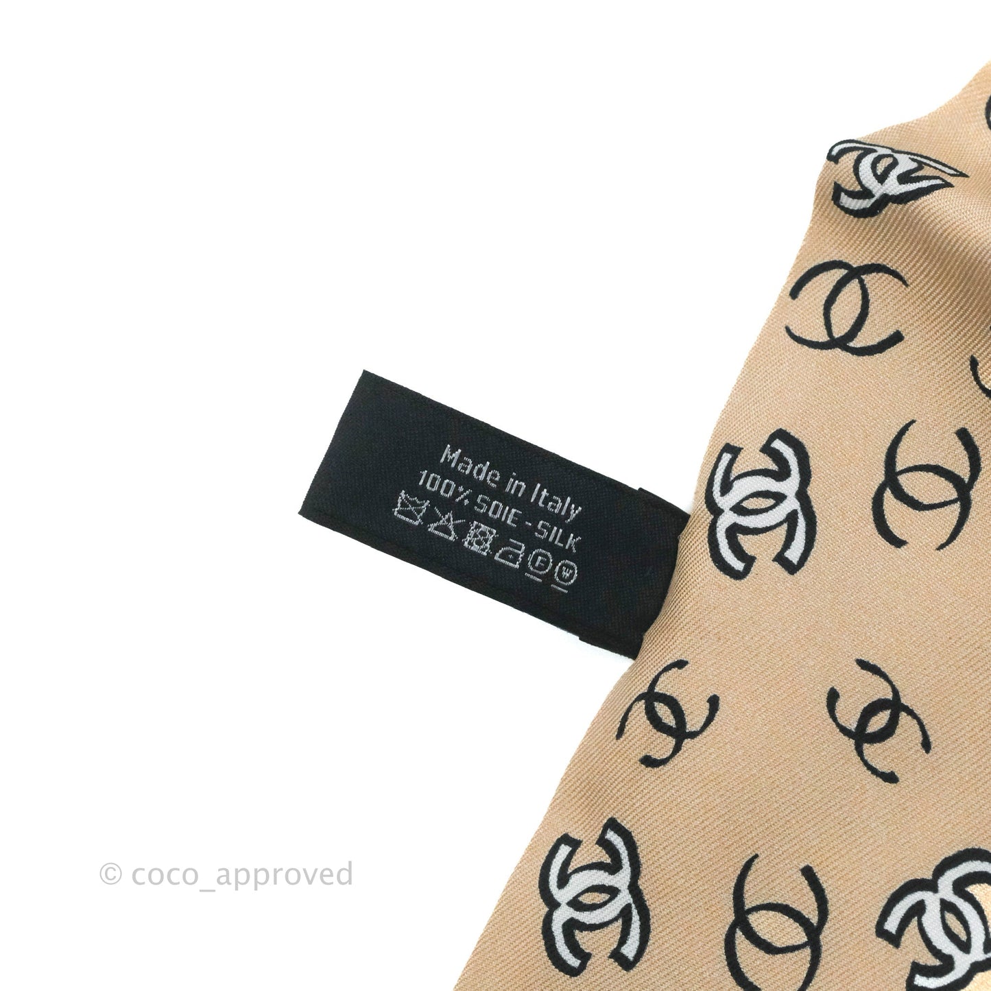 Chanel CC Silk Twilly In Beige & Pink