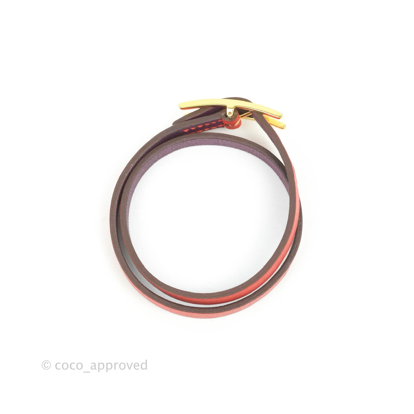Hermès Veau Behapi Single Tour Bracelet Red/Purple