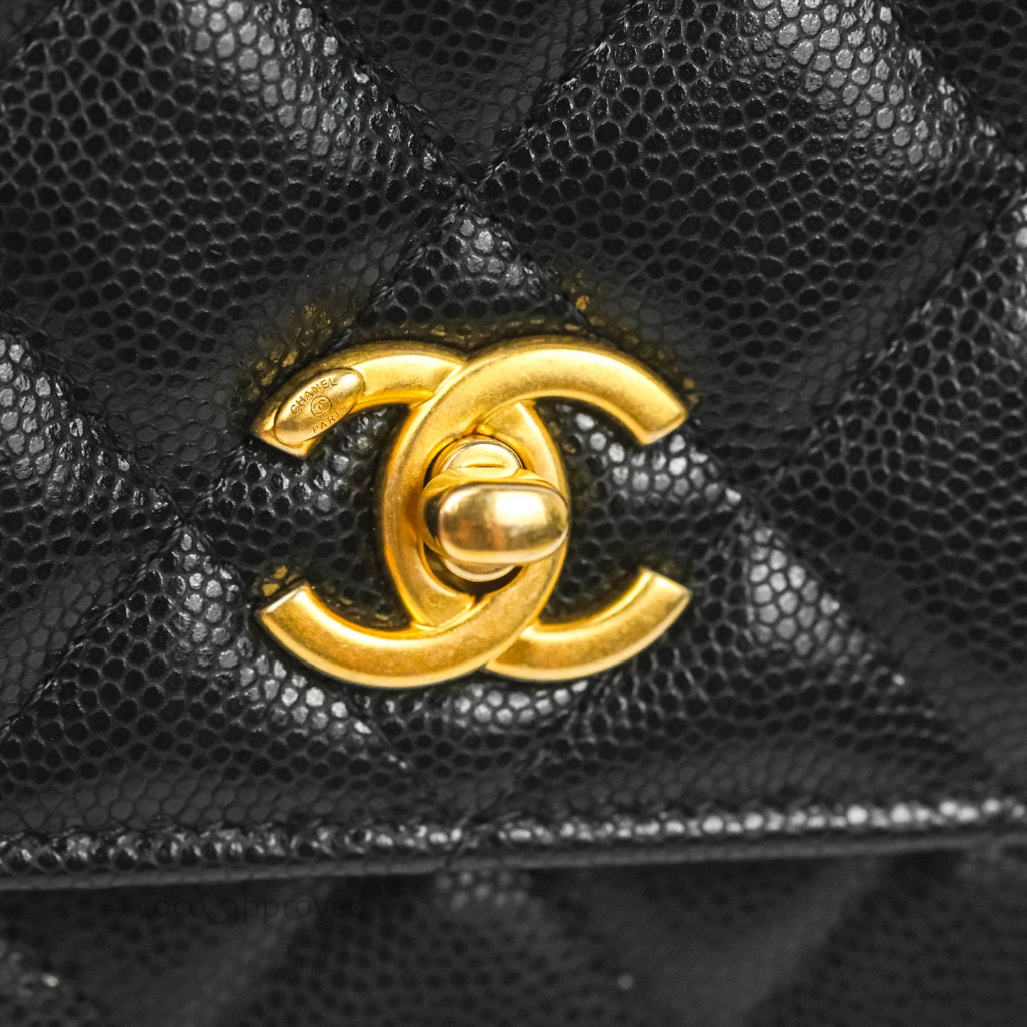 Chanel Quilted Gold CC Coin Wallet on Chain WOC Black Caviar Gold Hardware