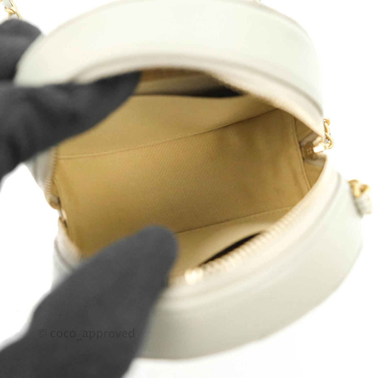 Chanel Quilted Round Pearl Crush Clutch With Chain Grey Lambskin Aged Gold Hardware