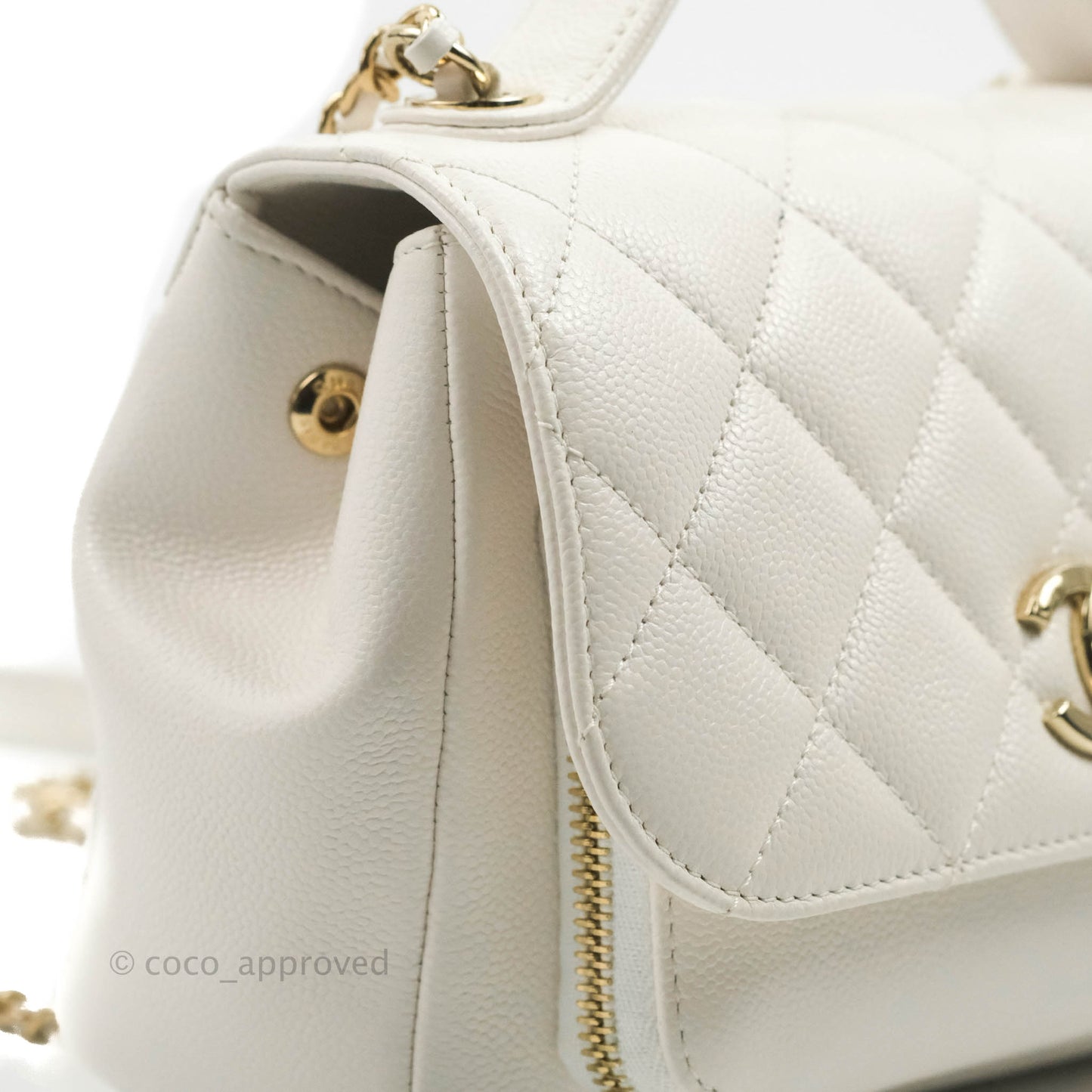 Chanel Quilted Small Business Affinity Flap White Caviar Gold Hardware