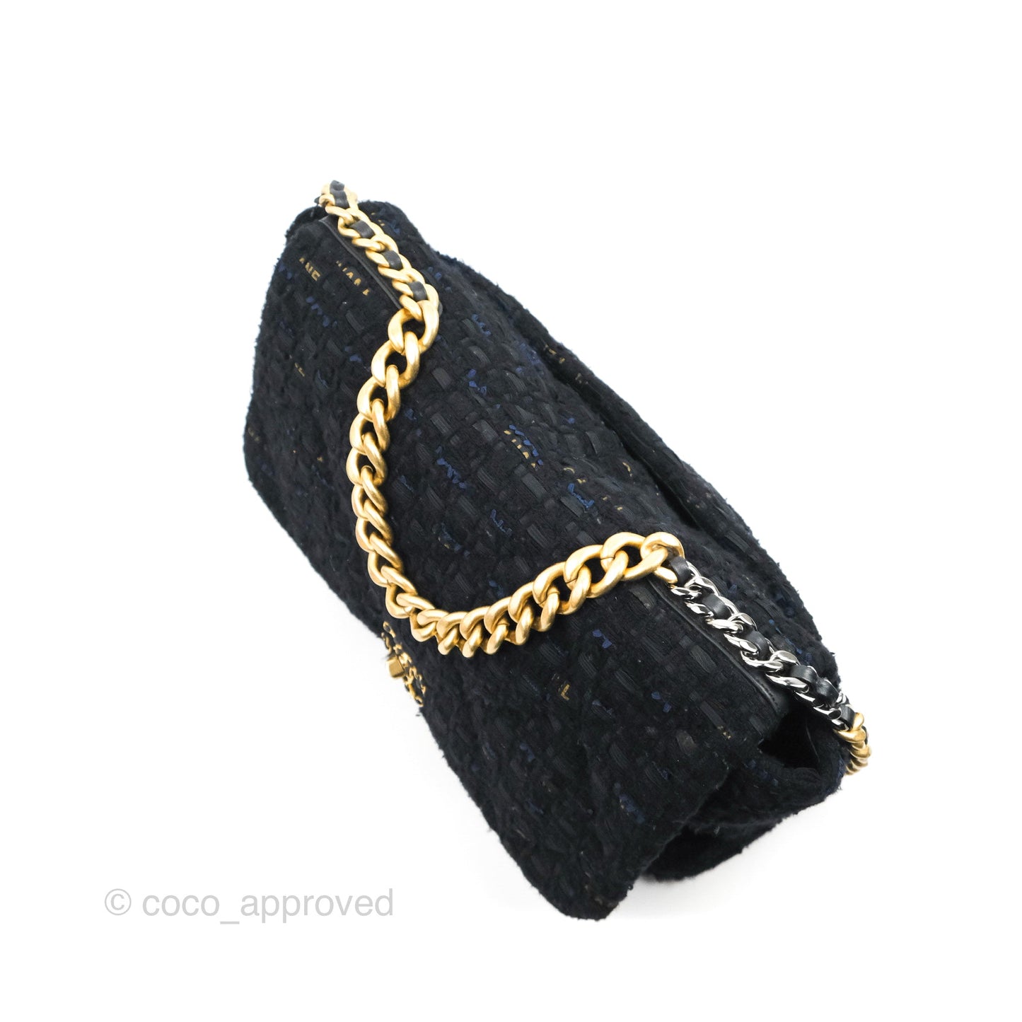 Chanel 19 Maxi Flap Bag Black Tweed Mixed Hardware
