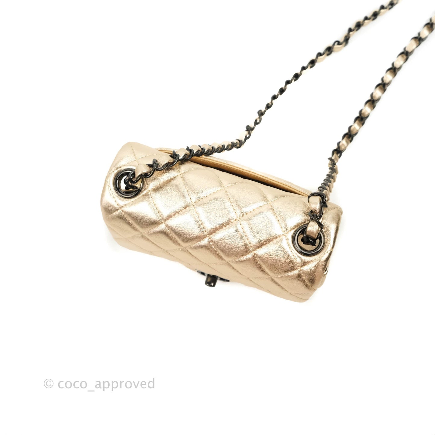 Chanel Mini Square Quilted Gold Calfskin Black Hardware