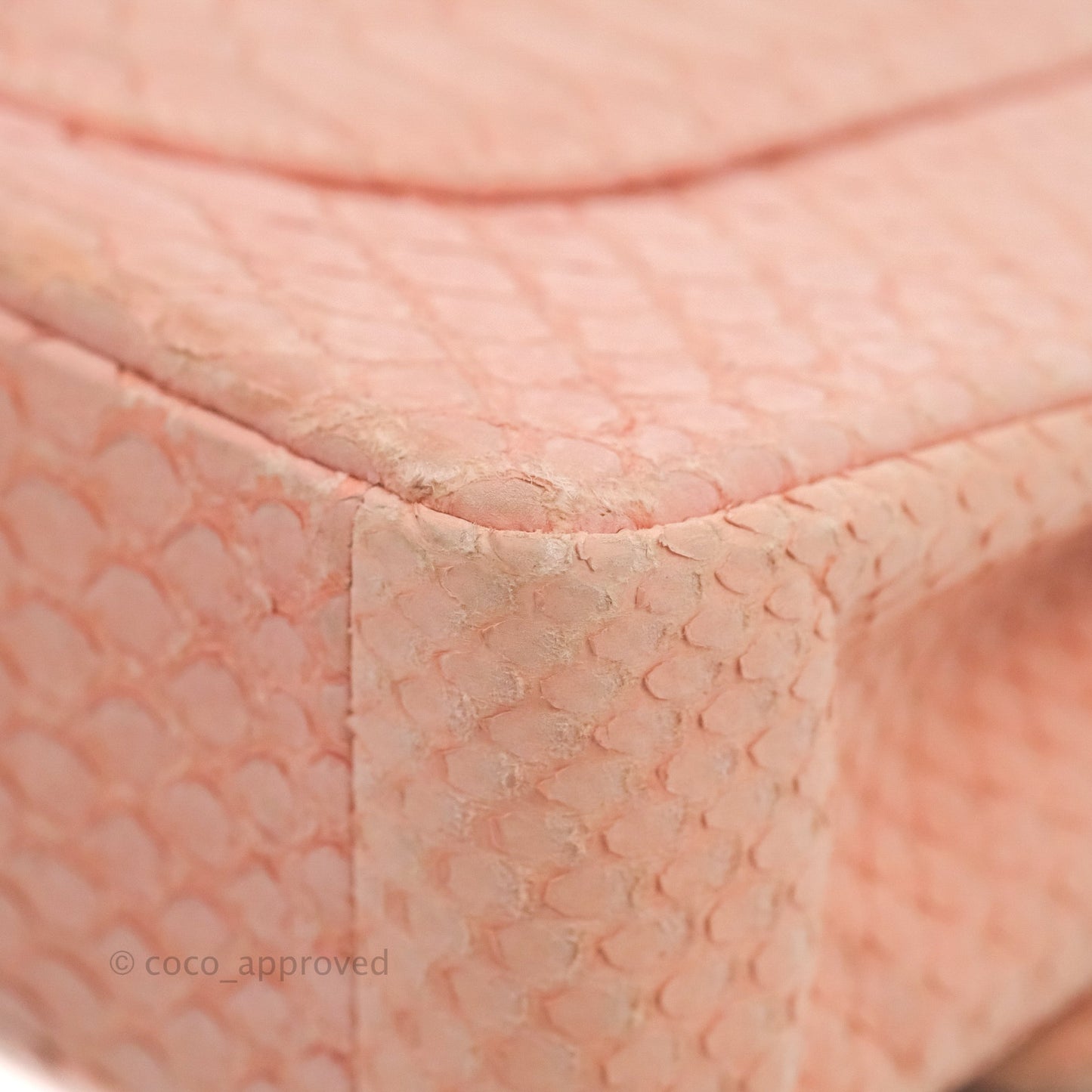 Chanel Classic M/L Medium Flap Quilted Pink Python Silver Hardware