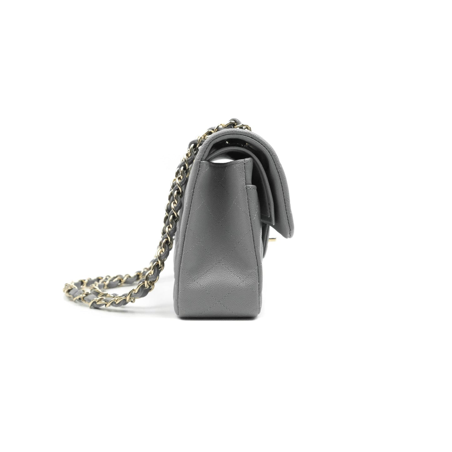Chanel Classic Small S/M Quilted Flap Grey Caviar Gold Hardware 20C