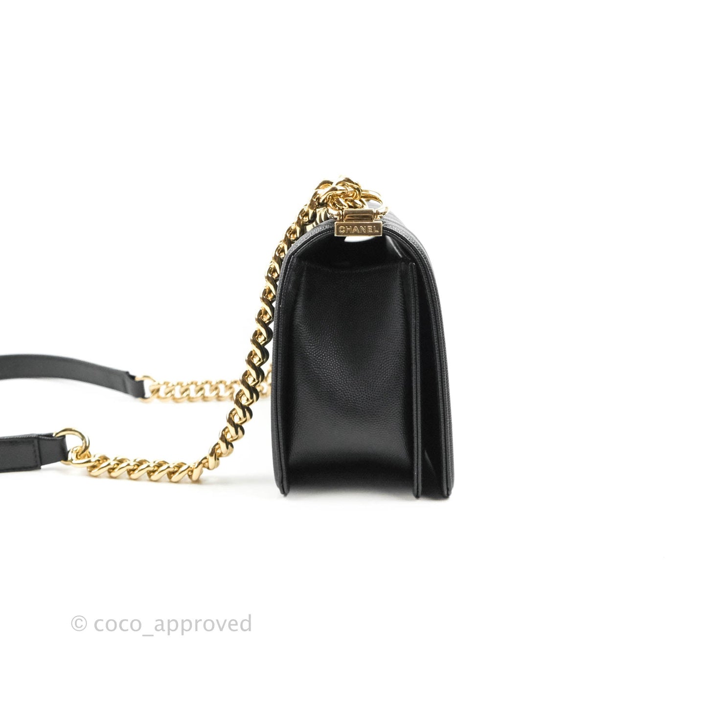 Chanel Chevron Medium Boy Black Caviar Gold Hardware