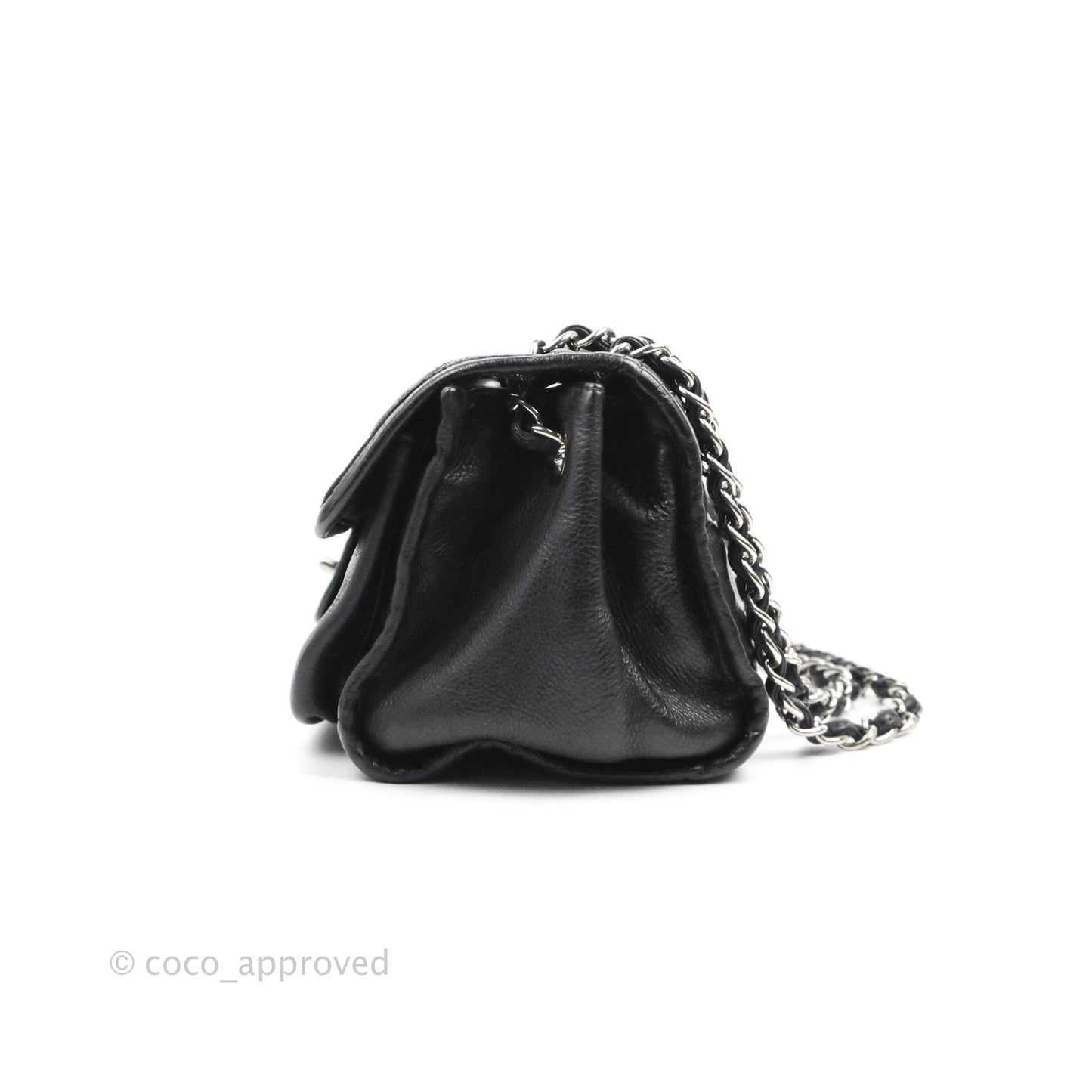 Chanel Flap Bag Black Calfskin Silver Hardware
