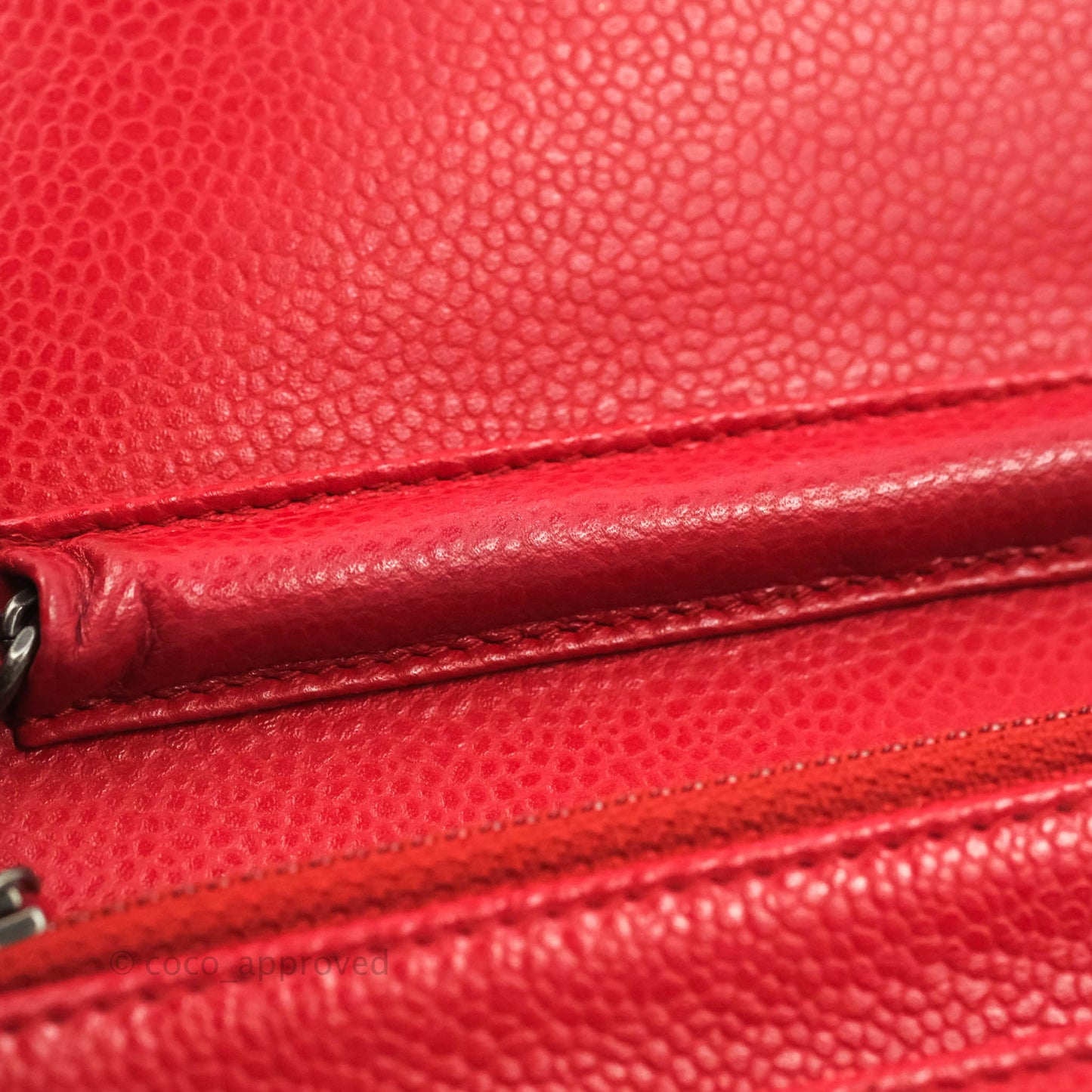 Chanel Quilted Classic Wallet on Chain WOC Red Caviar Ruthenium Hardware