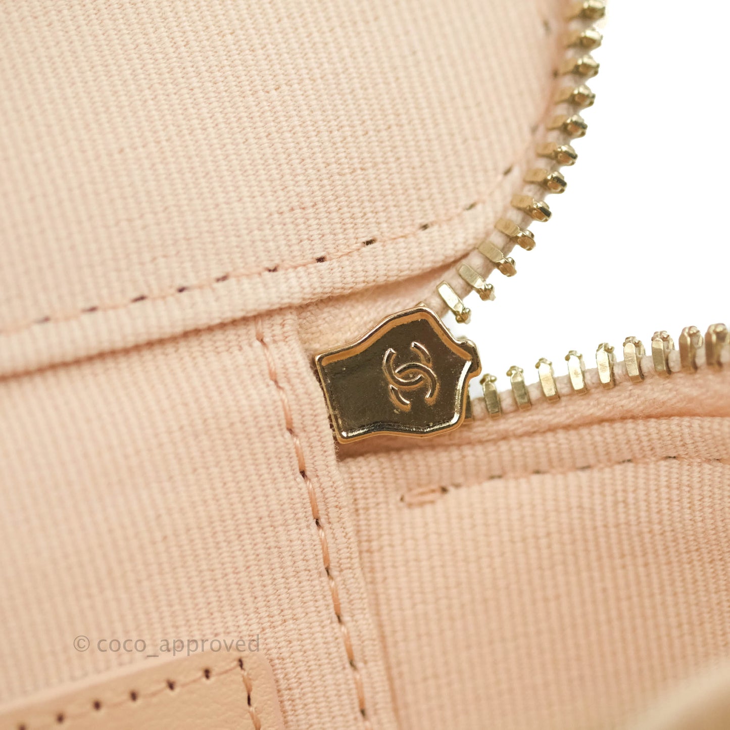 Chanel Classic Mini Vanity With Chain Light Beige Caviar Gold Hardware