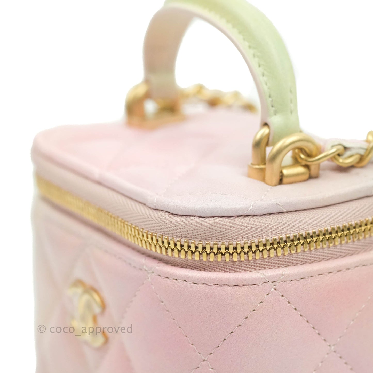 Chanel Mini Top Handle Vanity With Chain Rainbow Lambskin Aged Gold Hardware