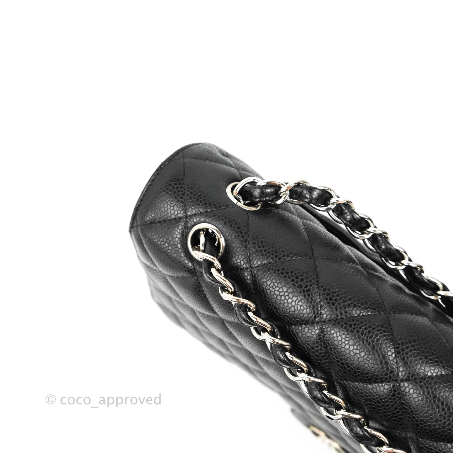 Chanel Quilted Single Flap Maxi Black Caviar Silver Hardware