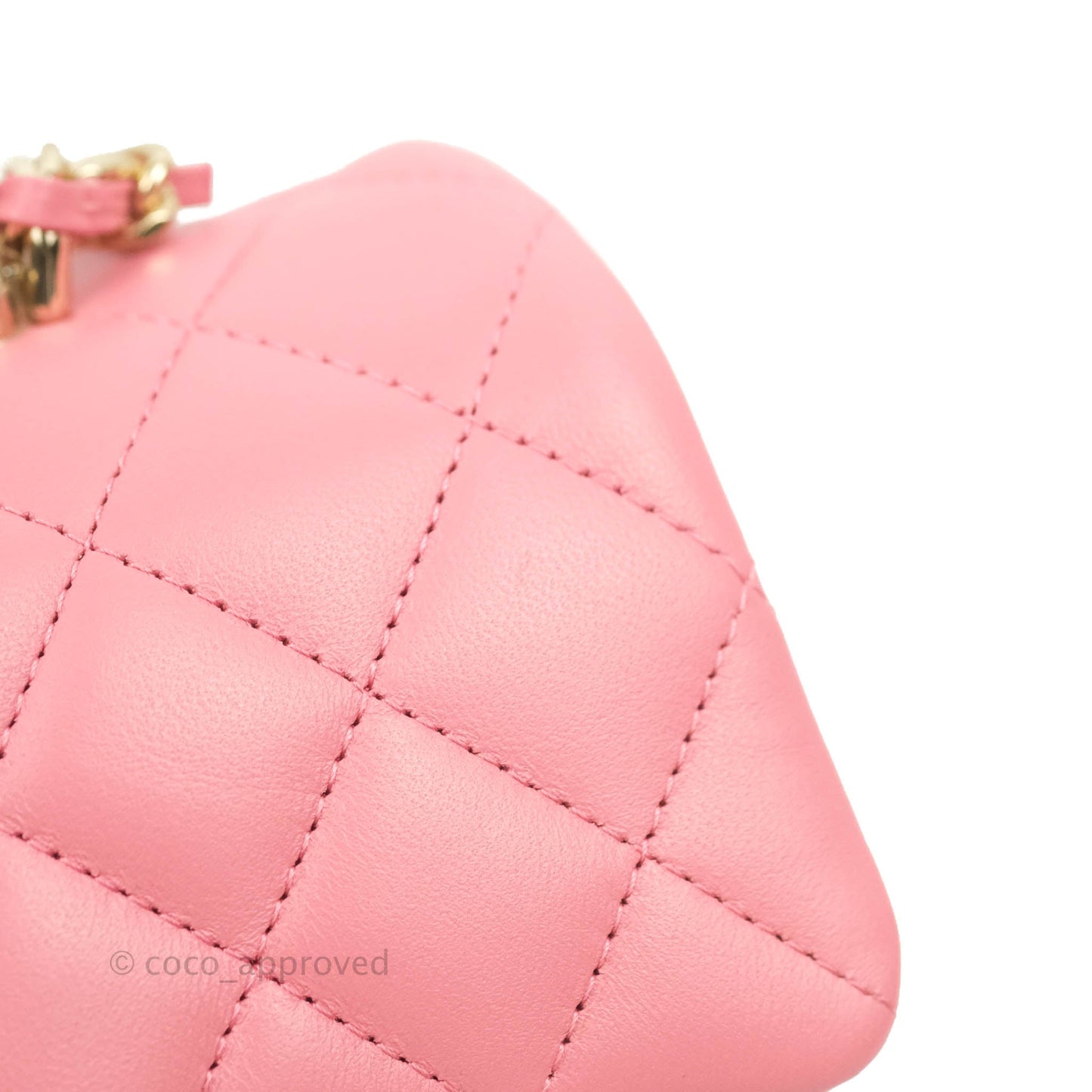 Chanel Top Handle Mini Rectangular Flap Bag Pink Lambskin Gold Hardware