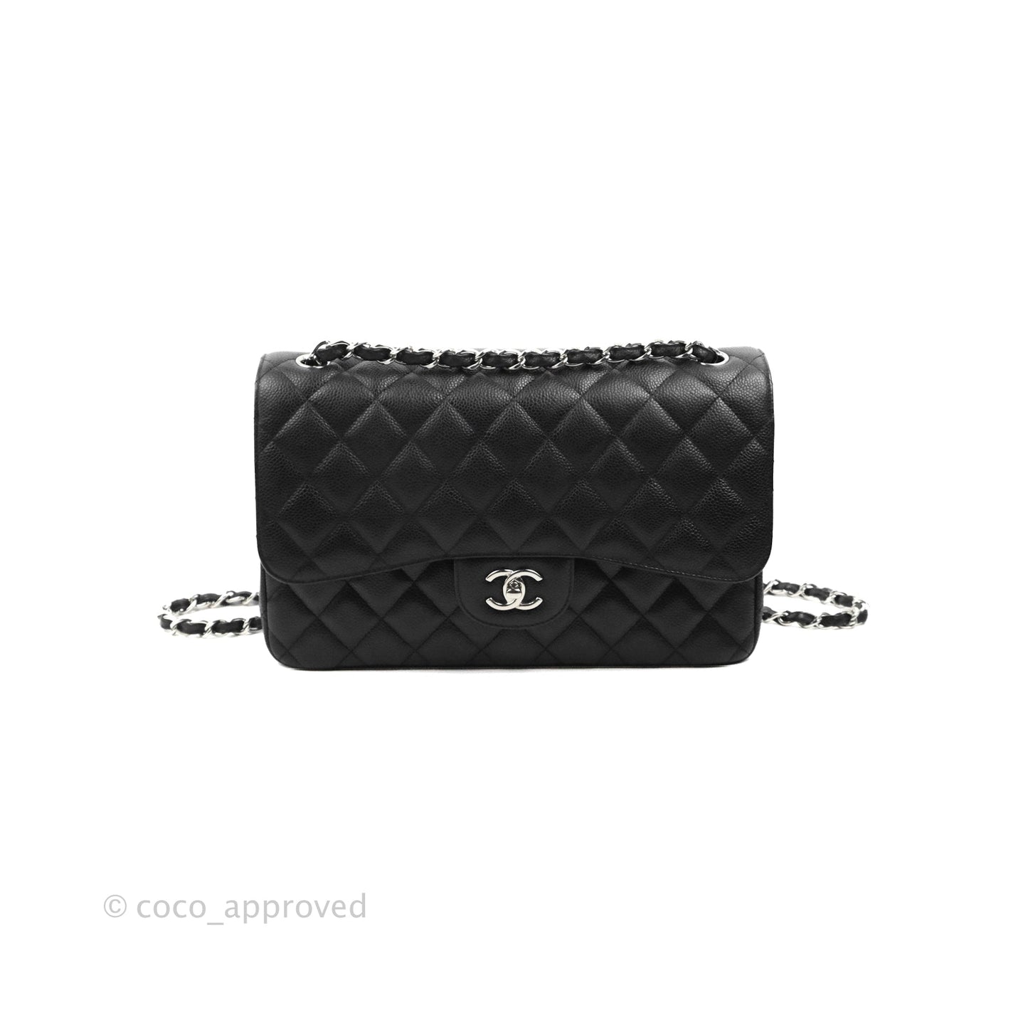 Chanel Jumbo Double Flap Black Caviar Silver Hardware⁣⁣