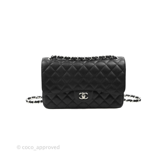 Chanel Jumbo Double Flap Black Caviar Silver Hardware⁣⁣