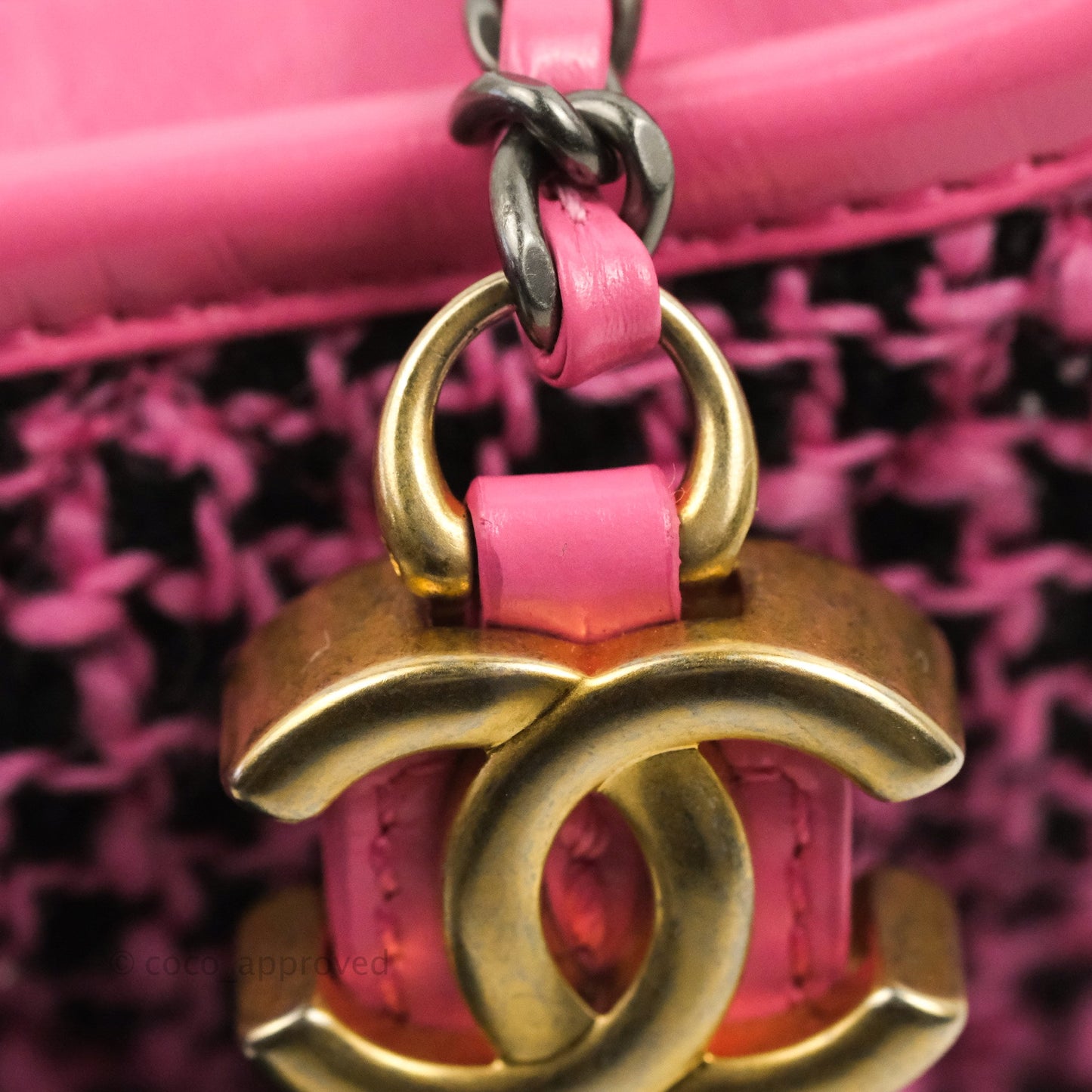 Chanel Small Gabrielle Hobo Pink/Black Tweed Mixed Hardware