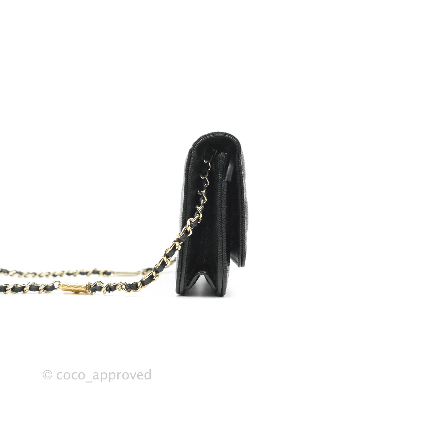 Chanel Quilted WOC Black Caviar Gold Hardware With Charms
