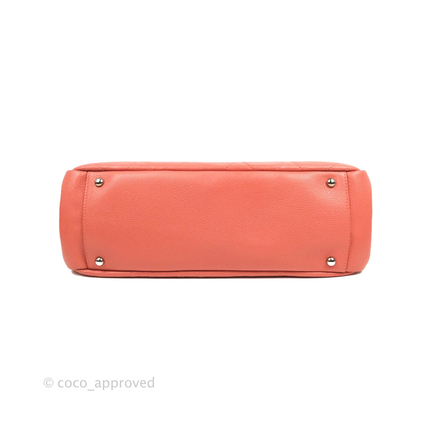 Chanel Quilted Caviar Leather Timeless CC Soft Shopping Tote Bag Coral Pink