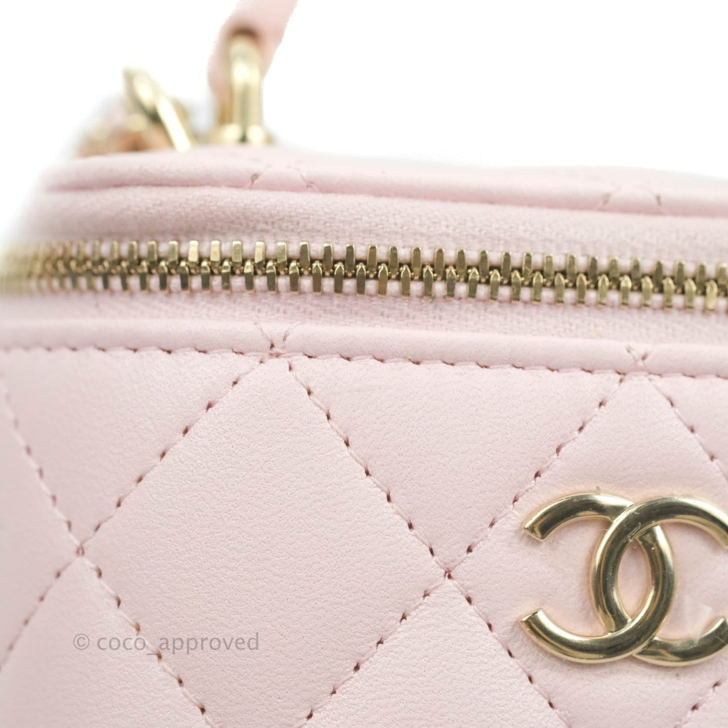 Chanel Mini Top Handle Vanity With Chain Light Pink Lambskin Gold Hardware