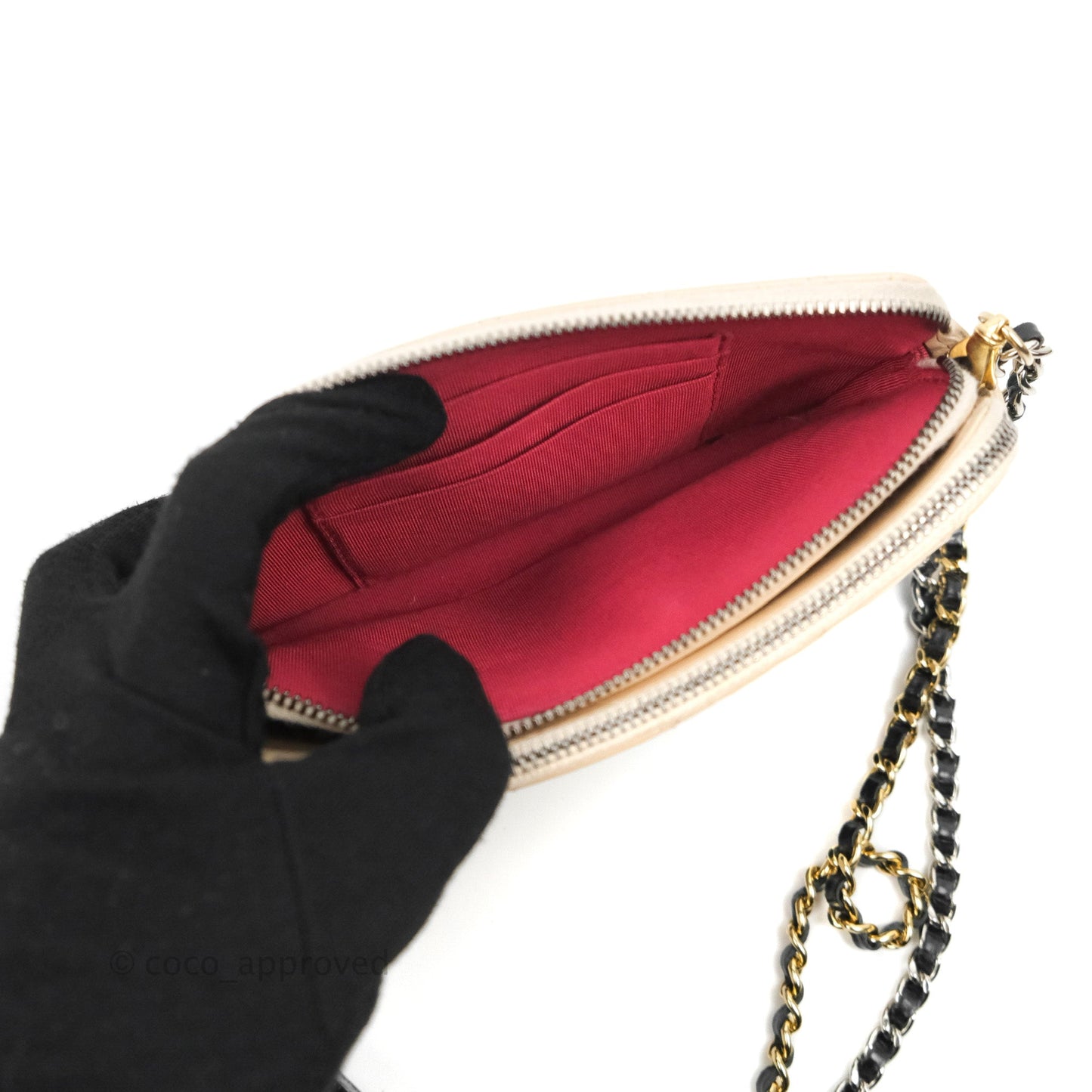 Chanel Gabrielle Clutch With Chain Aged Calfskin Beige/ Black Mixed Hardware
