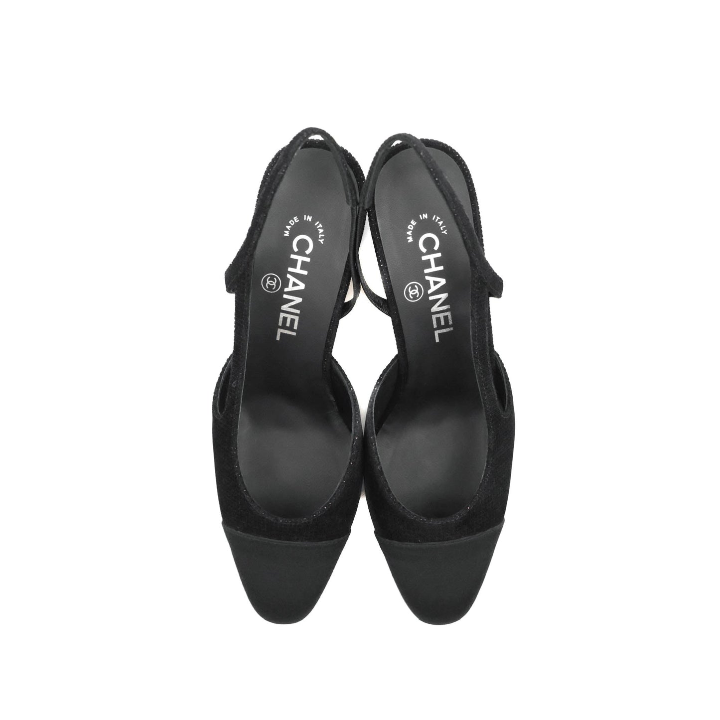 Chanel Classic Slingback Black Velvet Size 37.5C
